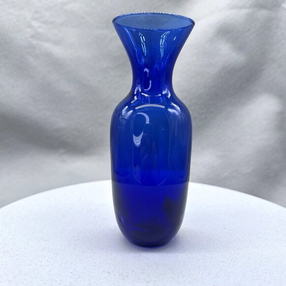 Randsfjord Glass Cobalt Blue Vase Mini 5.25" Made In Norway Original Sticker - Picture 3 of 7